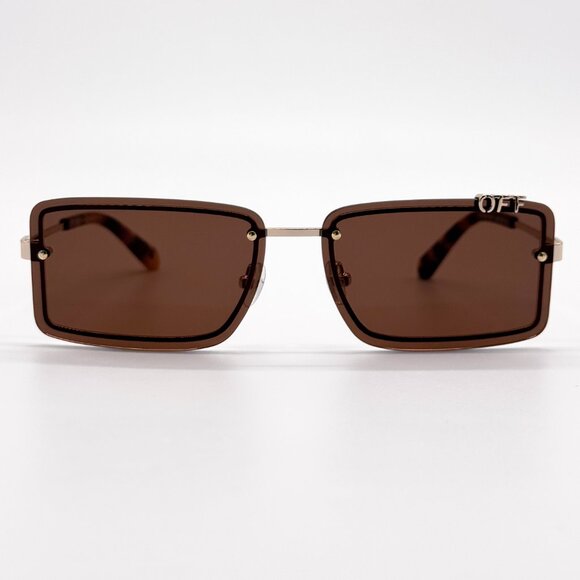 NEW OFF-WHITE OERI13N TAMPA 7664 SUNGLASSES WOMEN SQUARE HAVANA BROWN - Picture 2 of 7